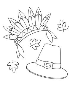 a thanksgiving hat with leaves on it and a bow tie around the brimming