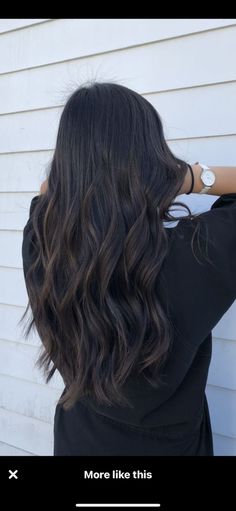 Long Dark Hair With Dimension, Cool Tone Brown Balayage Black Hair, Dark Brown Highlights In Black Hair, Black Hair Fall Colors, Dark Hair Inspo With Highlights, Icy Dark Brown Hair, Dimension On Black Hair, Punchy Black Hair, Boliage Hair Black Hair