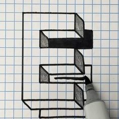 a drawing of a square with two rectangles on it and a pen next to it