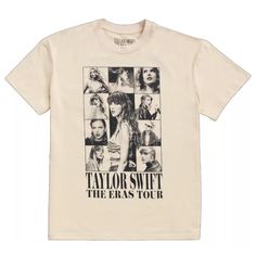 taylor swift the eyes tour t - shirt in white with pictures of taylor swift on it