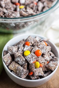 a bowl filled with halloween puppy chow