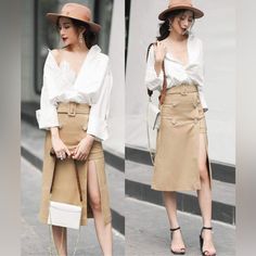 Questions? Leave On The Comment Below! White Skirt For Fall Day Out, White Fall Day Out Skirt, White Office Lady Skirt For Office, White Office Lady Skirt For Workwear, White Office Skirt For Workwear, White Office Lady Skirt For Summer, White Summer Office Skirt, Summer White Office Skirt, Casual Spring Skirt For Office Wear