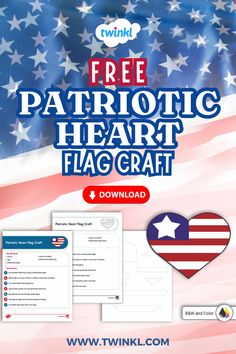 FREE Patriotic Heart Flag Craft Crafts For Students, Patriot Day, Building For Kids, Home Activities, Home Learning, Veterans Day, Usa Flag