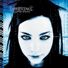 the cover art for evanesece's album fallen, which features an image of a woman with long black hair and blue eyes