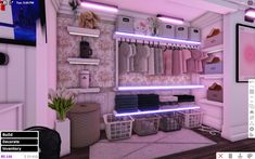 Bloxburg Custom Wardrobe, Cute Bloxburg Closet Ideas, Blox Burg Color Scheme, Closet Designs Bloxburg, Bloxburg Spare Room Ideas, Blockburg Office Ideas, Large Bloxburg Bedroom, Bloxburg 5x5 Bedroom, Zaryee Bloxburg House