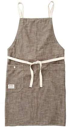 a brown apron with white straps on it