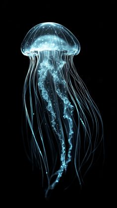 a large jellyfish floating in the dark water