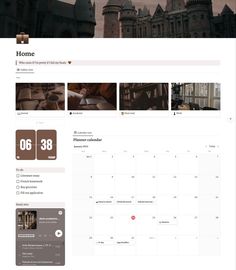 Dark Academia Notion Homepage Dark Academia Calendar, Dark Academia Notion Template, Dark Academia Notion, Academia Notion, Dark Study, Notion Templates For Students, Darkacademia Aesthetic, Aesthetic Organization