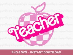 teacher apple with the words png and svg instant