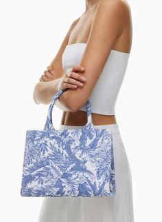 KEEP SMALL TOTE | Aritzia Cotton Double Handle Beach Bag For Shopping, Spring Canvas Bag With Removable Pouch And Double Handle, Chic Blue Canvas Bag For Shopping, Cotton Double Handle Beach Bag, Spring Canvas Tote Bag With Removable Pouch, White Cotton Bucket Bag, Summer Cotton Bags With Removable Pouch, Summer Cotton Bags With Leather Handles, Cotton Bags With Removable Pouch For Summer