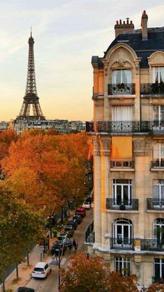 the eiffel tower towering over the city of paris, france in autumn time