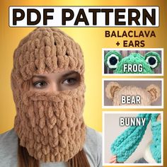 a crocheted pattern for a knitted mask and beard with instructions to make it