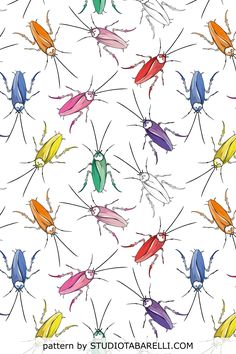 an image of colorful bugs on white background