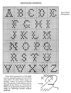 a cross stitch pattern with the words monogramming