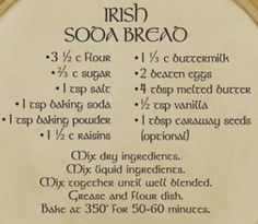 an irish bread recipe with instructions on how to make it