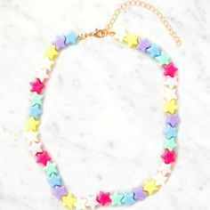 La Hearts By Pacsun Delivers This Multicolor Starry Choker Necklace Multicolor Star-shaped Adjustable Necklace, Playful Multicolor Star-shaped Jewelry, Trendy Multicolor Star Charm Necklace, Trendy Multicolor Star Shaped Necklace, Trendy Multicolor Star Necklace, Choker Necklace Outfit, Colorful Choker, Hearts Jewelry, Necklace Outfit