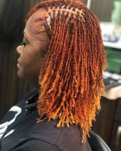 Noir Naturally Studio (Tarika) | We had to get her some more color for the summer! Swipe 👈🏾for the Before and After! #color #sisterlocks #sisterlockscolor #sisterlocs… | Instagram Color On Sisterlocks, Natural Hair Coloring Ideas, Colored Sisterlocks Black Women, Blonde And Ginger Highlights, Colored Microlocs Black Women, Color Sisterlocks, Ginger Sisterlocks, Red Sisterlocks, Microloc Inspiration