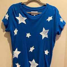 Blue And White Current/Elliot Star Shirt. Size 1- Fits Small/Medium. Never Worn. Star Shirt, Shirt Color, Colorful Shirts, Blue White, Color Blue, Blue And White, Womens Tops, Tops & Tees, Stars