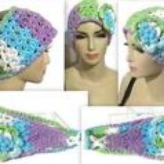 several images of a woman with her head covered in scrubs and hair ties,