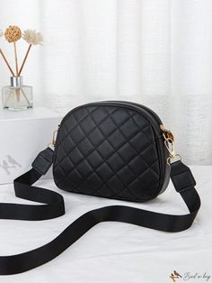 Bird in Bag - Stylish Black Stitching Single Shoulder & Crossbody Bag featuring Multiple Compartments for Mobile Phone, Cosmetics, and Small Essentials Black Quilted School Bag, Makeup Essentials, Bird In Bag, Square Bag, Pu Leather, Mobile Phone, Crossbody Bag, Stitching, Shoulder Bag