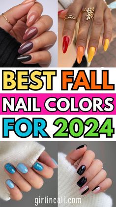 Find the best fall nail polish colors palette for 2024 here. These cute nail art color trends include brown, burgundy, purple, yellow, pumpkin orange, green, blue, black, red and pink for pale and dark skin. Find easy autumn French tips manicure, acrylic, gel, opi, matte, ombre, dip powder, essie, shellac, chrome inspo. Find simple nail art designs, including long, short, square, oval, stiletto, almond and coffin shape nails. Find different varnish colour tones ideas for early fall nail design. French Tips Manicure, Fall Nail Polish Colors, Gel Opi, Ambre Nails, Ombre Nail Colors, Colors For 2024, Yellow Pumpkin, Blue Nail Color, Fall Nail Polish