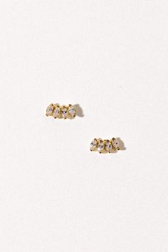 Measures 10 mm tall x 5 mm wide / 18KGL Unique Stud Earrings, Stud Earrings Unique, City Scape, Mini Accessories, Gold Overlay, Belly Chain, Wild Child, Accessories Jewelry Earrings, Cz Stone