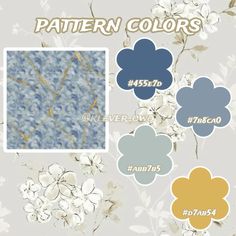 flowers and leaves are shown with different colors in the background, along with text that says pattern colors