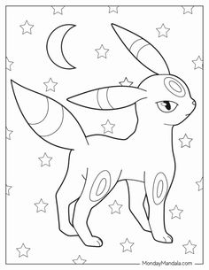 the pokemon coloring page with stars and an image of a dog in black and white