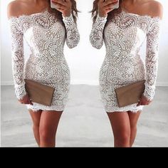 Sexy Stunning Lace White Dress. Perfect For A White Party Or Any Of Your Wedding Festivities. Delicate Lace. Lightweight And Affordable. #Bride #Lace #Wedding #Rehersal #Bachlorette #Bridalshower 34.7 Chest 38.6 Hip Homecoming Dresses Sleeves, Freshman Homecoming Dresses, Cocktail Dresses With Sleeves, White Homecoming Dresses, White Cocktail Dress, Lace Homecoming Dresses, Short Cocktail Dress, Plus Size Prom Dresses, Beauty Dress