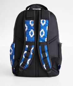 "Ariat Aztec Backpack - Blue , Men's Blue Reflective logo patch canvas lined backpack Zipper closures Padded laptop sleeves Inerior mesh zipper pocket Adjustable shoulder straps Dimensions: 11 1/2"(L) x 8"(W) x 18"(H). 100% Polyester. Appare" Casual Nylon Laptop Bag For Back To School, Everyday Blue Backpack, Blue Outdoor Backpack With Zipper Pocket, Casual Blue Laptop Bag For School, Blue Nylon Standard Backpack, Blue Nylon Backpack With Functional Pockets, Nylon School Bag, Functional Blue Laptop Backpack, Blue Backpack With Cell Phone Pocket For Everyday Use