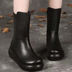 Product Information:Product category: Martin bootsUpper Material: Artificial PUSole Material: RubberApplicable gender: femaleToe shape: round toeHeel shape: Wedge heelHeel height: high heel (6-8CM)Pattern: plainInsole material: artificial woolInside material: woolMaterial inside the boot shaft: artificial short plushBoot tube material: PUColor: black, dark brownSize Information:Size: 35,36,37,38,39,40Packing List:Ladies leather boots x1 Men Shoes Formal, New Retro, Leather Boots Women, Retro Women, Brown Ankle Boots, Mens Shoes Boots, Flat Boots, Men's Backpack, Formal Shoes