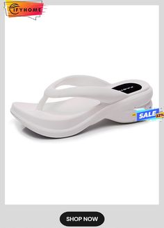 Women's Comfy Eva Beach Flip-flops White Eva Sandals For Vacation, White Slip-on Jelly Sandals For Beach, Trendy White Beach Slippers, Comfortable White Jelly Sandals For Summer, Comfortable Jelly Sandals For Beach Vacation, White Eva Flip Flops For Vacation, Comfortable Eva Flip Flops For Beach Season, Eva Toe Post Flip Flops For Beach, White Synthetic Slippers For Beach Season