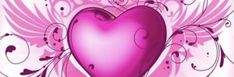 a pink heart with wings and swirls on it