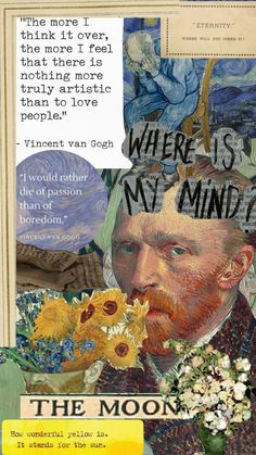 an altered collage of van gogh and the words, where is my mind?