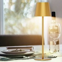 Rechargeable LED Table Lamp,Portable Gold Outdoor Table Lamp Waterproof 3W 5000mAh Battery Desk Lamp,Stepless Dimmable Metal Table Light for Outdoor Restaurant Home Patio Gold Dining Table, Battery Powered Lamp, Battery Operated Lamps, Cordless Table Lamp, Battery Lamp, Dining Table Gold, Dining Table Lamps, Gold Dining, Cordless Table Lamps