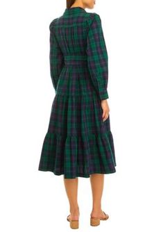 This midi dress from Crown & Ivy is covered in iconic plaid and belted for a flattering finish. | Crown & Ivy Women's Long Sleeve Printed Midi Dress, Navy Blue, Large Boyfriend Dress, Midi Dress Navy, Dress Navy Blue, Kim Rogers, Long Sleeve Midi, Printed Midi Dress, Cocktail Dress Party, Women Long Sleeve, Ivy