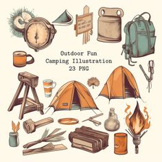 an image of outdoor fun camping illustrations