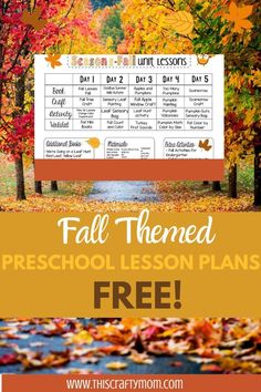 fall themed preschool lesson plans with leaves on the ground