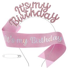 PRICES MAY VARY. Birthday crown and sash is made of high quality alloy, sturdy and durable. Shiny rhinestones inlaid on the letters, in the light looks particularly eye-catching. Birthday sash is made of glitter gold onion fabric, soft and thick, not easy to crease or tear, and will not lose glitter. Birthday headband for women is approx 8.3*6.3 inches/21*16 cm (hair hoop size: 6.1*4.9 inches/15.5*12.5 cm); High elasticity makes the birthday tiara suitable for both adults and children, with 2 bo Pink Crown-shaped Headband For Party, Pink Crown Headband For Party, Adjustable Crown Headband For Birthday, Adjustable Pink Hair Accessories For First Birthday, Pink Headband For Birthday, Princess Birthday Party Decorations, Pink Happy Birthday, Best Gift For Wife, Birthday Tiara