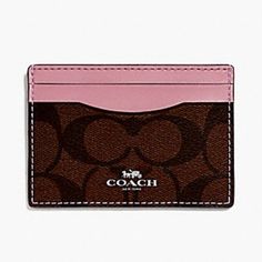 Coach Signature Card Case F63279 New With Tags Color Is Svbrown/Dusty Rose 4"L X 2.75" H Dusty Rose, Card Case, Coach Bags, Wallets, Card Holder, Size 4, Bag Lady, Wallet, Tags