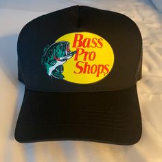 Nwt Never Worn Black Bass Pro Shop Hat Base Pro Hat, Bass Pro Shop Hat, Bass Pro Shop, Black Bass, Chicago Shopping, Slouch Hat, Vintage Cap, Men Hats, Green Hats