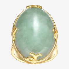 This eye-catching cocktail ring features a mined green jade oval stone set in 18K gold-over-silver. The ring's bold design is perfect for adding a touch of color and elegance to any outfit. A standout piece in your jewelry collection.Ring Style: Cocktail RingsFeatures: Nickel Free, Quick ShipSetting: InlayShape: OvalStone Cut: FancyStone Millimeter Measurement: 30 Mm Length, 20 Mm WidthMetal Color: YellowRing Gallery Height: 9mmRing Top Width: 22.2mmBand Width: 2.5mmCare: Wipe CleanStone Type: 1 Antique Tiffany, Mint Gold, Tiffany Glass, Natural Jewelry, Ring Style, Oval Stone, Green Jade, Nature Jewelry, Pinterest Board