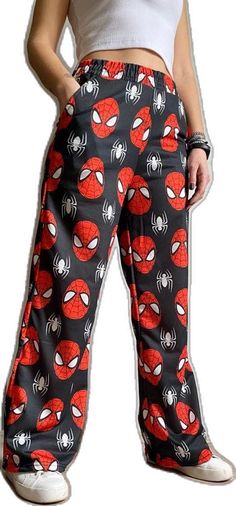 Y2k Spiderman, Kawaii Pajamas, Kawaii Clothing, Adult Pajamas, Harajuku Outfits, Wide Leg Sweatpants, Alternative Clothing, Going To The Gym, Clothes Gift