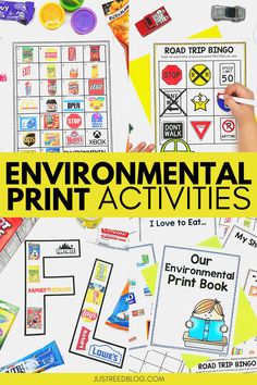 This blog post shares 30+ fun environmental print activities that are perfect for preschool and kindergarten children. Use these hands-on alphabet activities to teach children letters and letter sounds and to get them excited about reading. Print Awareness Activities Preschool, Print Awareness Activities, Creative Curriculum Signs Study Activities, Creative Curriculum Getting Ready For Kindergarten Study, Signs Creative Curriculum, Sign Study Creative Curriculum, Signs Study Creative Curriculum, Environmental Print Book, Glow Activities