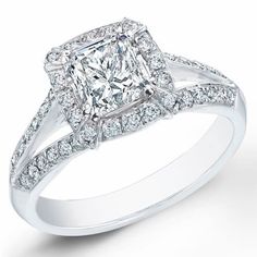 a princess cut diamond engagement ring with pave set shoulders