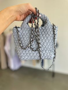 Stylist Tip: Featuring a unique weave design and removable crossbody strap, this bag is highly durable and stylish. The perfect accessory for any wardrobe, its spacious size makes it a great bag to carry your everyday items. Pink Sky, Everyday Items, Light Denim, Dark Denim, Hobo Bag, Crossbody Strap, Weaving, Wardrobe, Silver