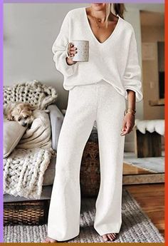 fashion Polished Sporty Outfits, Sweater Lounge Set, Lounge Sets For Women, Sweatsuit Outfits, Hourglass Outfits, Knit Loungewear Set, Lounge Outfits, Womens Knit Sweater, Loungewear Outfits