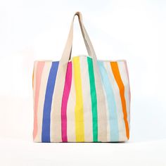 SST Large Rainbow Tote Rainbow Design, Large Canvas, Staying Organized, Canvas Material, Canvas Bag, Rainbow