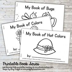 three coloring pages with the words my book of bugs and an image of a lady's hat