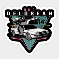 the delorean car sticker is shown